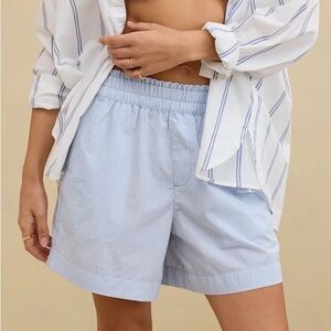 Aerie Good Day Shorts Light Blue‎ Striped Women's Boxer Shorts Size Small NEW